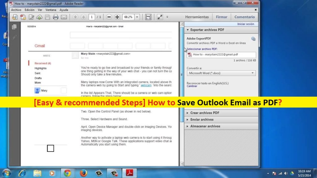 save an email on oulook for mac